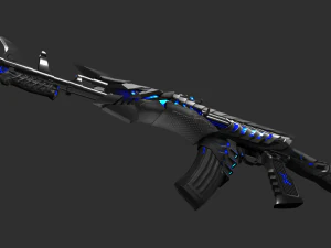 Pistol AK47 Blue Beast Handpainted Game Asset 3D Model
