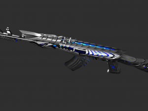 Pistol AK47 Blue Beast Handpainted Game Asset 3D Model