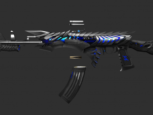 Pistol AK47 Blue Beast Handpainted Game Asset 3D Model