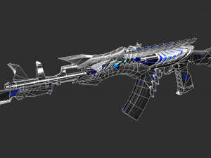 Pistol AK47 Blue Beast Handpainted Game Asset 3D Model