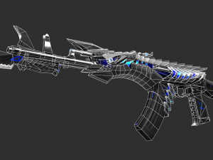 Pistol AK47 Blue Beast Handpainted Game Asset 3D Model
