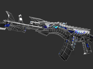 Pistol AK47 Blue Beast Handpainted Game Asset 3D Model