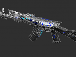 Pistol AK47 Blue Beast Handpainted Game Asset 3D Model