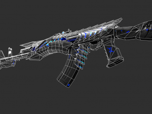 Pistol AK47 Blue Beast Handpainted Game Asset 3D Model