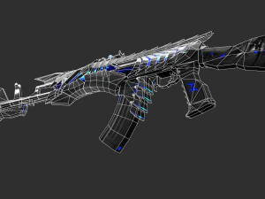 Pistol AK47 Blue Beast Handpainted Game Asset 3D Model