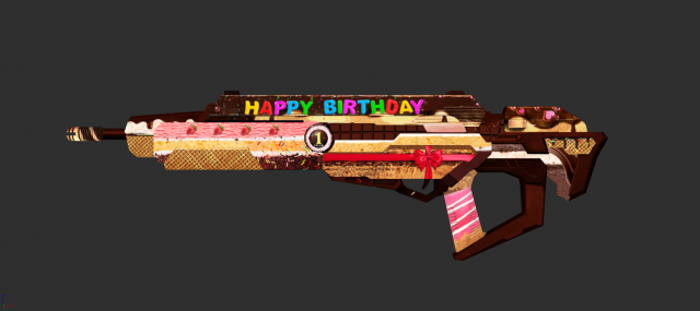 Rifle Apocalypse Happy Birthday Handpainted Game Asset Model 3D .c4d .max .obj .3ds .fbx .stl .blend 