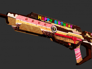Rifle Apocalypse Happy Birthday Handpainted Game Asset Model 3D