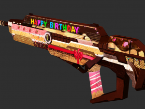 Rifle Apocalypse Happy Birthday Handpainted Game Asset Model 3D