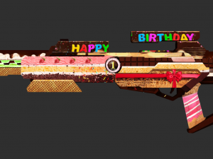 Rifle Apocalypse Happy Birthday Handpainted Game Asset Model 3D