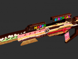 Rifle Apocalypse Happy Birthday Handpainted Game Asset Model 3D