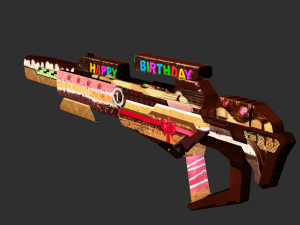 Rifle Apocalypse Happy Birthday Handpainted Game Asset Model 3D