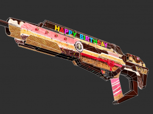 Rifle Apocalypse Happy Birthday Handpainted Game Asset Model 3D