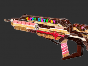 Rifle Apocalypse Happy Birthday Handpainted Game Asset Model 3D
