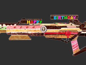 Rifle Apocalypse Happy Birthday Handpainted Game Asset Model 3D