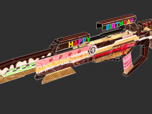 Rifle Apocalypse Happy Birthday Handpainted Game Asset Model 3D