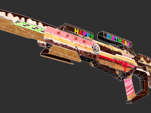 Rifle Apocalypse Happy Birthday Handpainted Game Asset Model 3D