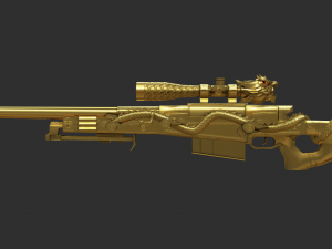 Pistol AWP Ultimate Gold Handpainted Game Asset 3D Model