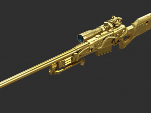 Pistol AWP Ultimate Gold Handpainted Game Asset 3D Model