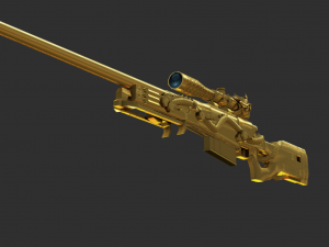 Pistol AWP Ultimate Gold Handpainted Game Asset 3D Model