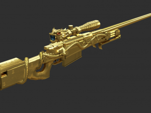 Pistol AWP Ultimate Gold Handpainted Game Asset 3D Model