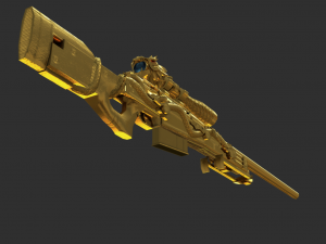 Pistol AWP Ultimate Gold Handpainted Game Asset 3D Model