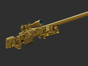 Pistol AWP Ultimate Gold Handpainted Game Asset 3D Model