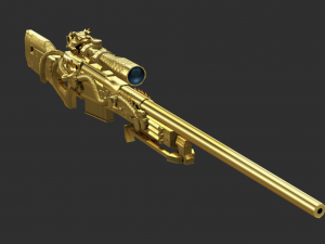 Pistol AWP Ultimate Gold Handpainted Game Asset 3D Model