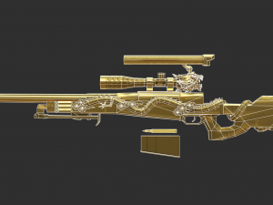 Pistol AWP Ultimate Gold Handpainted Game Asset 3D Model