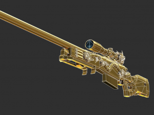 Pistol AWP Ultimate Gold Handpainted Game Asset 3D Model
