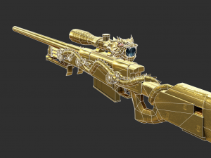 Pistol AWP Ultimate Gold Handpainted Game Asset 3D Model