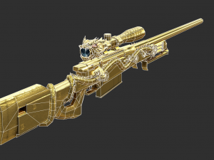 Pistol AWP Ultimate Gold Handpainted Game Asset 3D Model