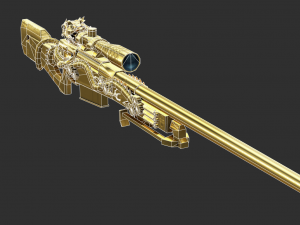 Pistol AWP Ultimate Gold Handpainted Game Asset 3D Model