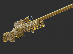 Pistol AWP Ultimate Gold Handpainted Game Asset 3D Model