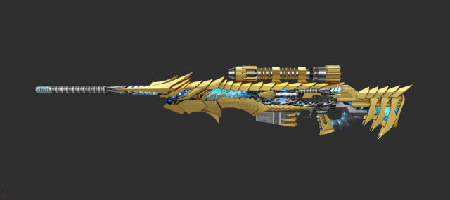 Rifle AWP Noble Gold Handpainted Game Asset 3D 모델 .c4d .max .obj .3ds .fbx .stl .blend 