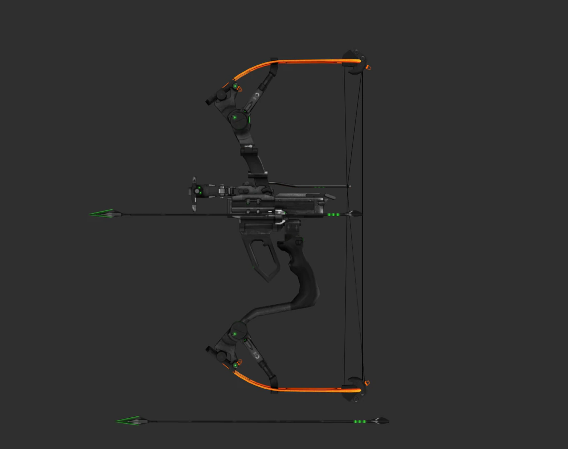 Hawkeye Bow Handpainted Game Asset 3D Model .c4d .max .obj .3ds .fbx .stl .blend