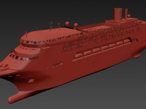 Large Modern Cruiseship Low-poly 3D Model