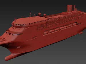 Large Modern Cruiseship Low-poly 3D Model