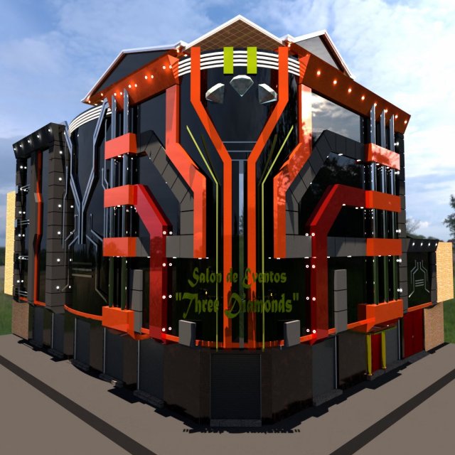Events Hall Facades 3D Model .c4d .max .obj .3ds .fbx .stl .blend 
