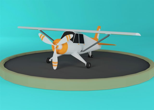 Airplane Low Poly 3D Model .c4d .max .obj .3ds .fbx .stl .blend 