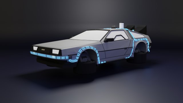 DeLorean Low Poly 3D 모델 .c4d .max .obj .3ds .fbx .stl .blend