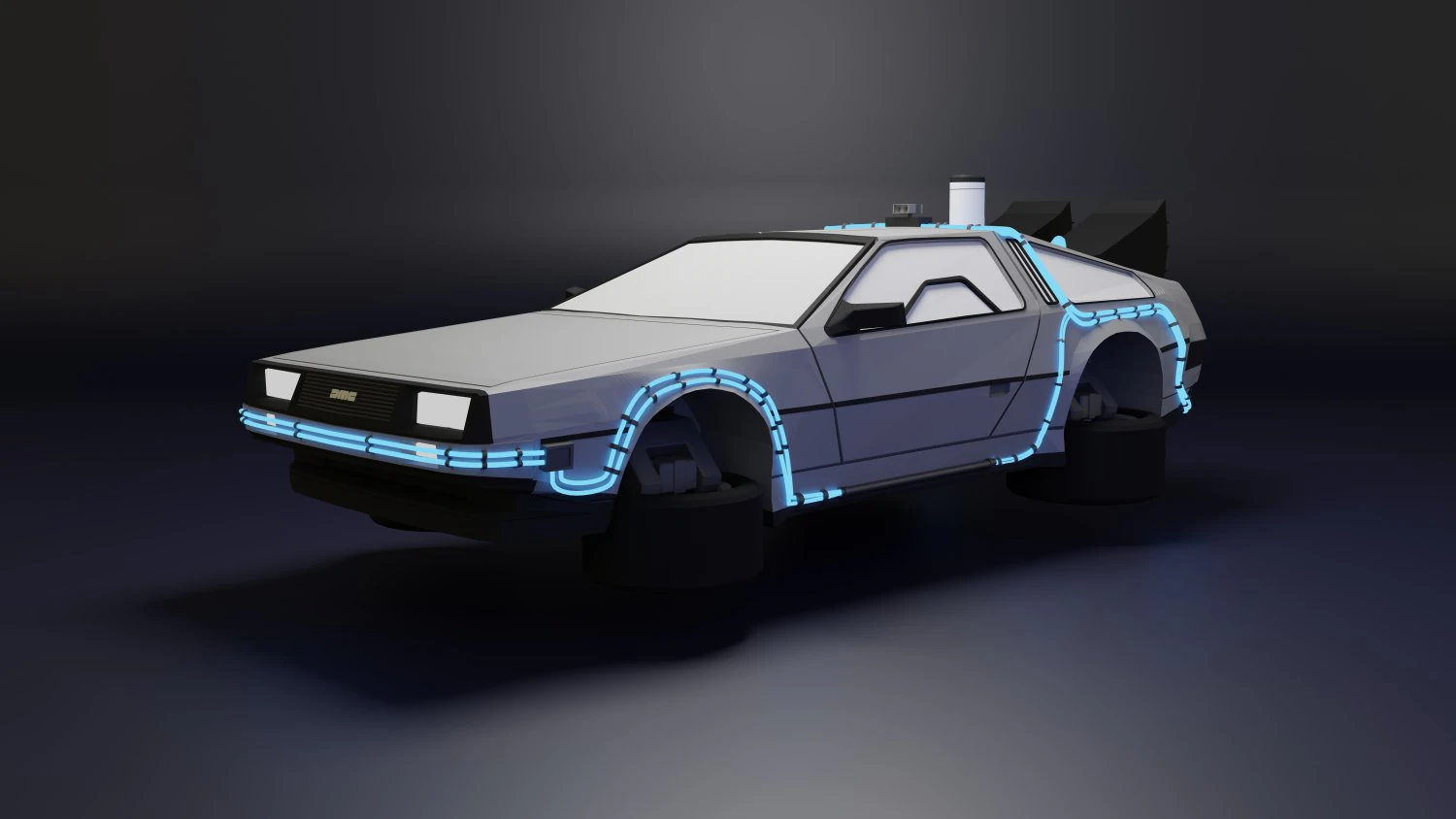 DeLorean Low Poly Modello 3D .c4d .max .obj .3ds .fbx .stl .blend 