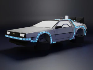 デロリアン ローポリ 3Dモデル
