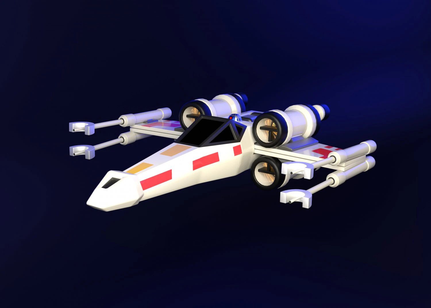 Star Wars X-Wing Ship 3D Model .c4d .max .obj .3ds .fbx .stl .blend 