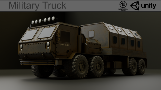 Military Truck A3 - Low Poly Game Asset PBR Low-poly 3D 模型 .c4d .max .obj .3ds .fbx .stl .blend 