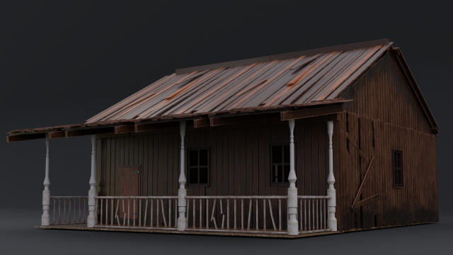 Modular Old House Low Poly PBR Low-poly Modelo 3D .c4d .max .obj .3ds .fbx .stl .blend