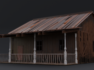 Modular Old House Low Poly PBR Low-poly Modelo 3D