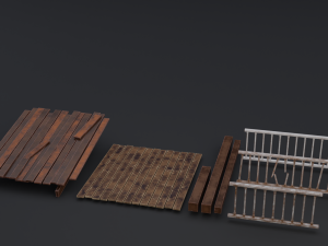 Modular Old House Low Poly PBR Low-poly Modelo 3D