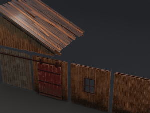 Modular Old House Low Poly PBR Low-poly Modelo 3D