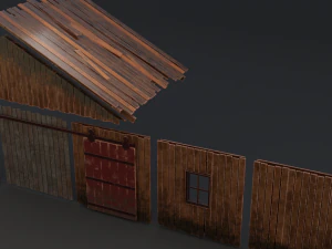 Modular Old House Low Poly PBR Low-poly 3D Model
