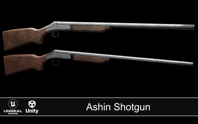 Ash Industries Shotgung - LOW POLY PBR Model 3D .c4d .max .obj .3ds .fbx .stl .blend 